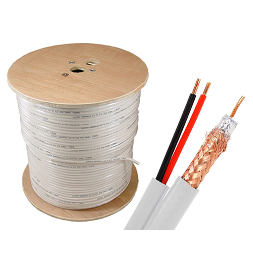 Dây đồng trục liền nguồn Sannic RG59 + 2C CU có dầu (Vàng) 305M