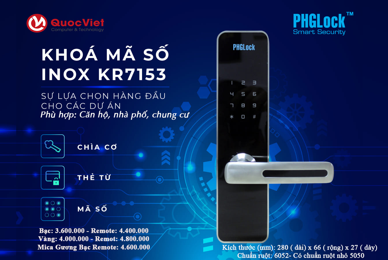 Khóa cửa điện tử PHGLock  KR7153G 
