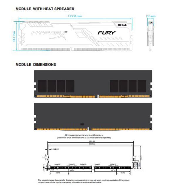 Ram Kingston Fury 8GB DDR4 Bus 3200Mhz