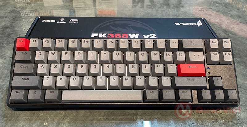 Bàn phím cơ Không dây Key E-DRA EK368w V2 Chocolate Brown switch (Wireless 2.4Ghz,Bluetooth 5.0)