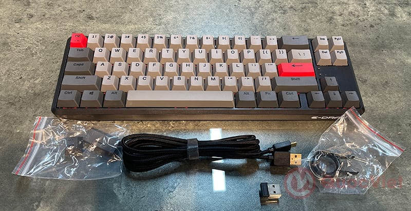 Bàn phím cơ Không dây Key E-DRA EK368w V2 Chocolate Brown switch (Wireless 2.4Ghz,Bluetooth 5.0)