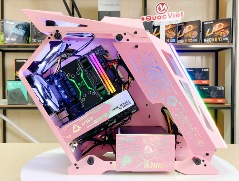 VỎ CASE VSP E-ROG ES1 GAMING PINK ( M-ATX) ( NO FAN)