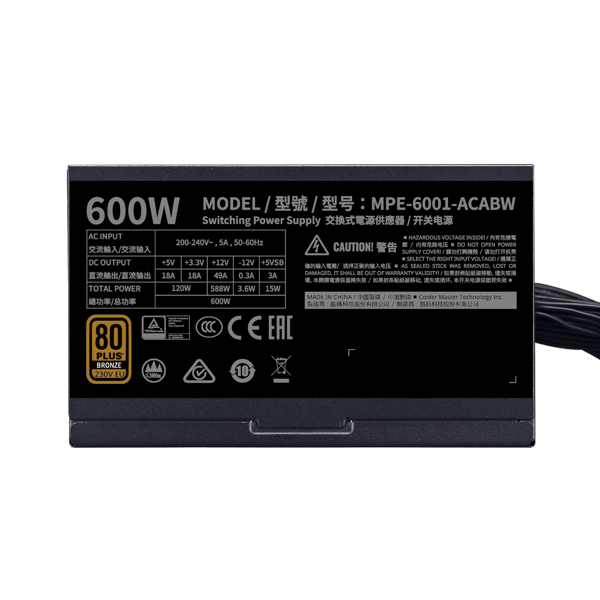 Power Coolermastter MWE Bronze V2 600W 230V