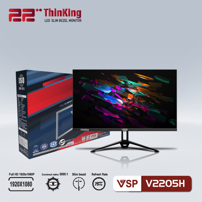 Màn hình VSP V2205H 21.45 inch/ FHD/ IPS/ 75Hz/ 5Ms/ Black