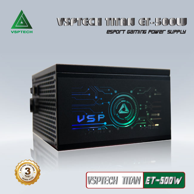 Nguồn Máy tính Power VSP TITAN ET-500W LED ARGB