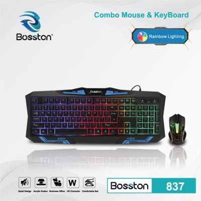 Bộ Phím Chuột Có Dây Bosston 837 LED 