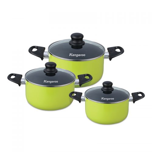 Bộ nồi nhôm, đáy thường, Size16-20-24 Kangaroo KG993MX