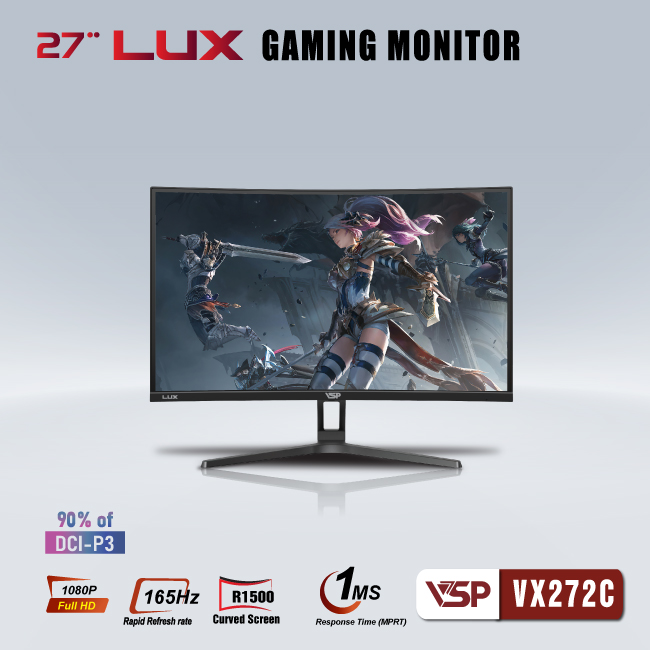 Màn Hình Cong Monitor VSP VX272C 27 inch 165hz Black 