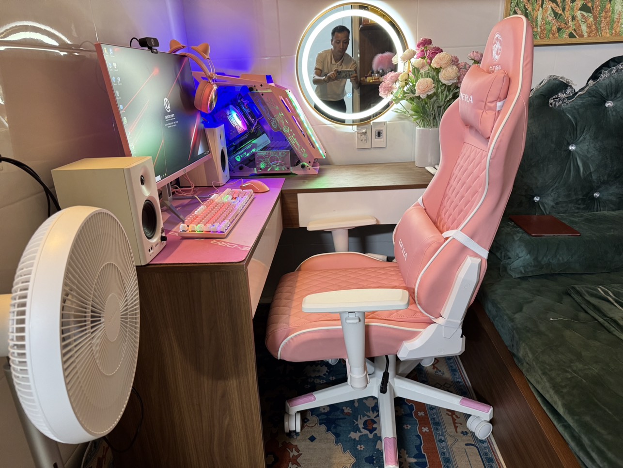 Bộ Giàn Pc Màu Hồng Pink Live stream