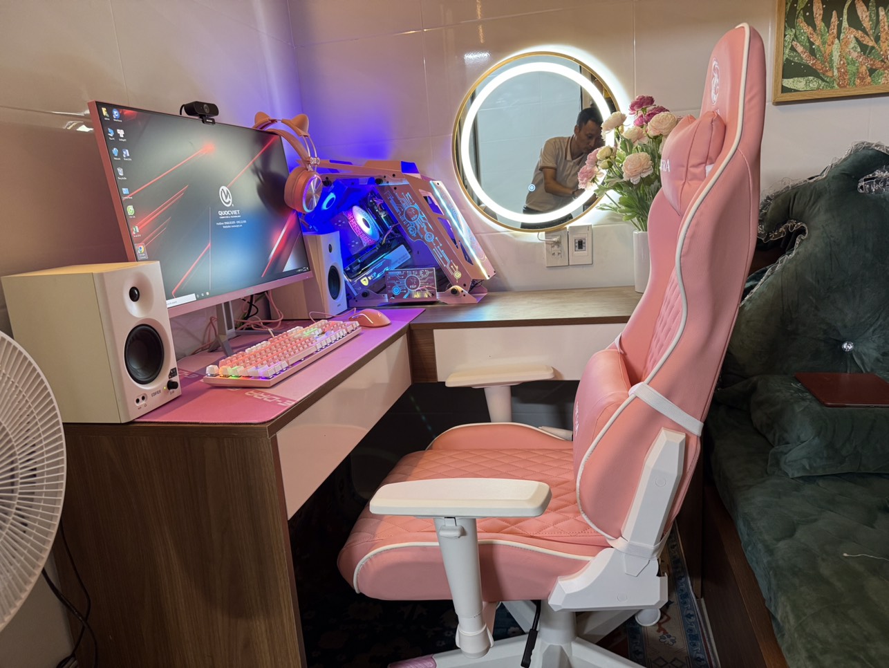Bộ Giàn Pc Màu Hồng Pink Live stream