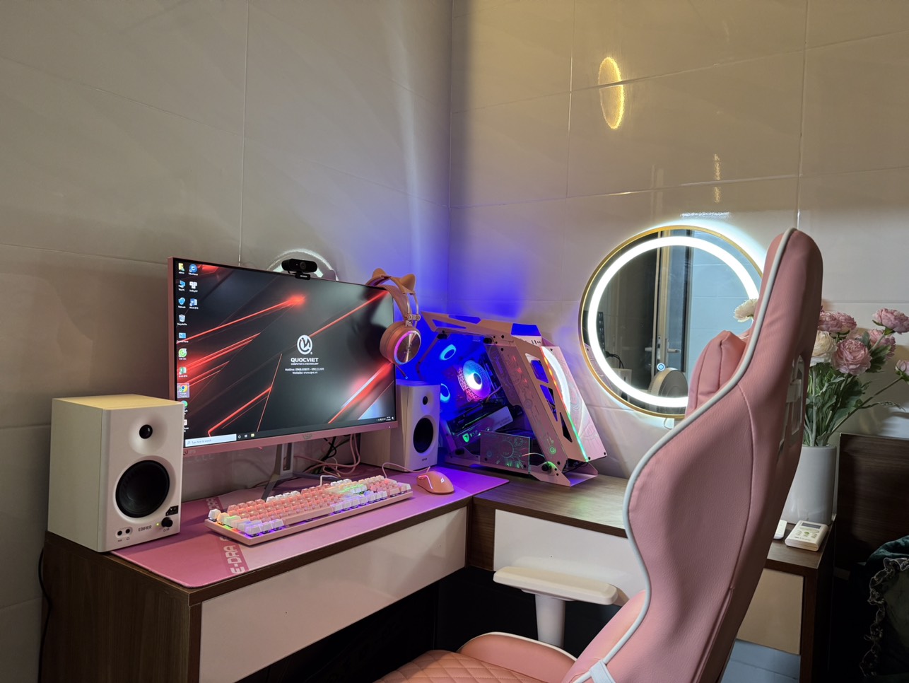 Bộ Giàn Pc Màu Hồng Pink Live stream