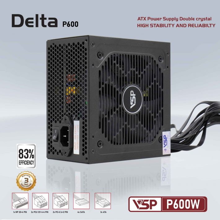 Nguồn máy tính Power VSPTECH DELTA P600W