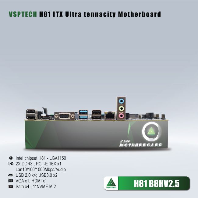 Bo mạch chủ VSPTECH H81 B8HV2.7 DDR3 Socket 1150 (VGA/HDMI)