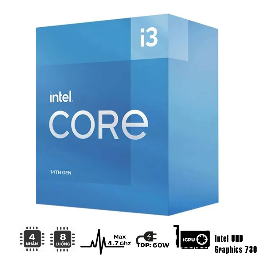 CPU INTEL CORE I3-14100 (UP TO 4.7GHZ, 4 NHÂN 8 LUỒNG, 12MB CACHE, 60W) LGA 1700