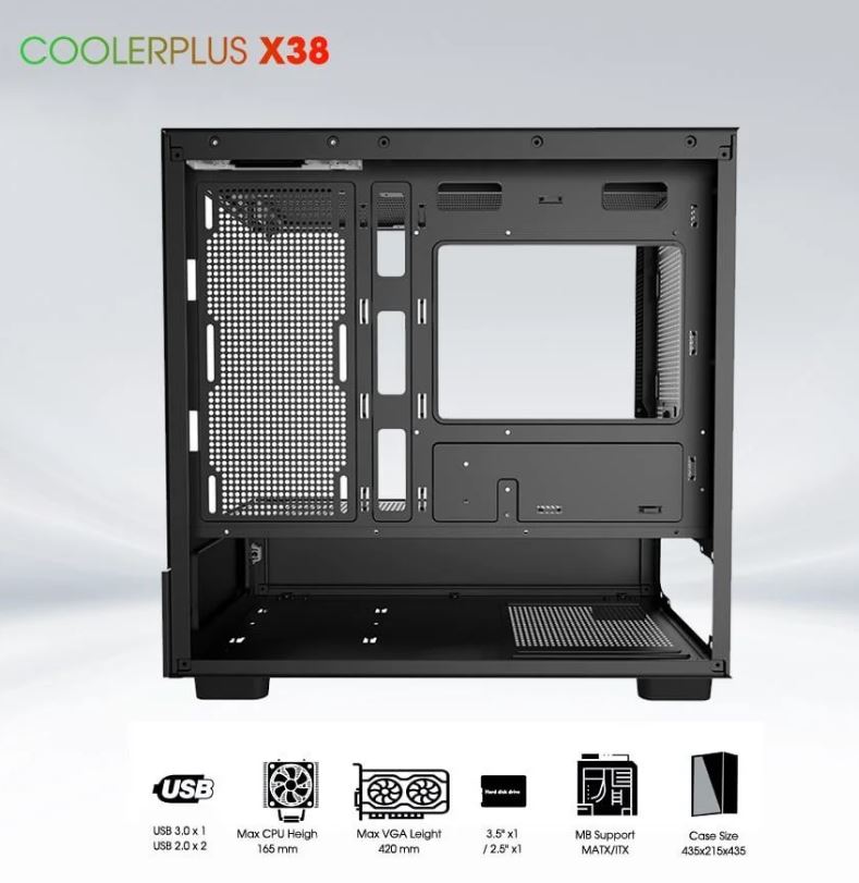 Case Coolerplus CPC-X38B (MATX/ITX) NO FAN