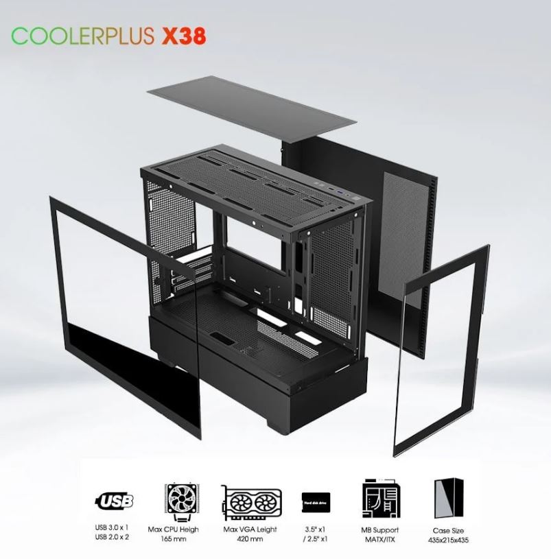 Case Coolerplus CPC-X38B (MATX/ITX) NO FAN