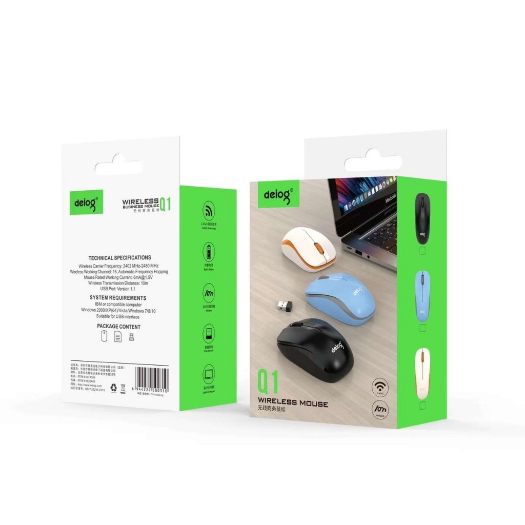 Mouse không dây DEIOG Q1 - XANH