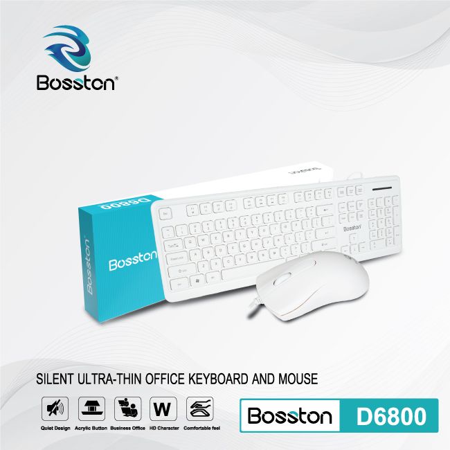 Key Mouse Bosston có dây D6800 - TRẮNG