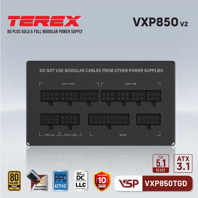 Power VSP TECHNOLOGY SPREAD VXP850TGD - V2 (80 Plus Gold /100-240V)