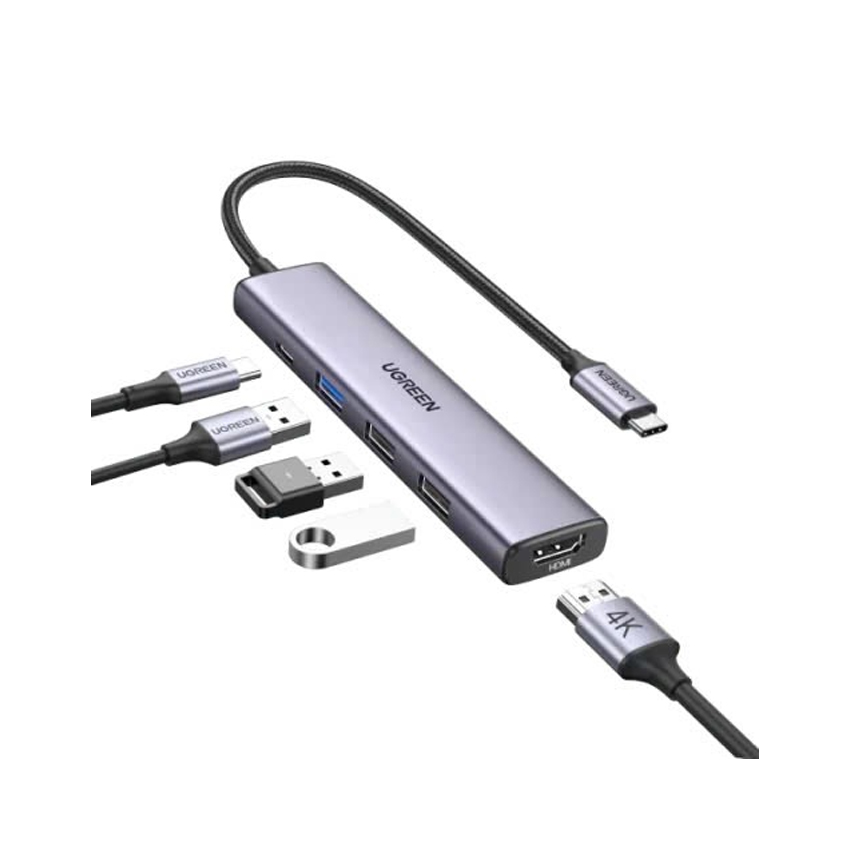 Bộ chuyển đổi 5 trong 1 từ USB-C ra HDMI,USB 2.0, USB 3.0, Sạc PD 100W Ugreen (15495)