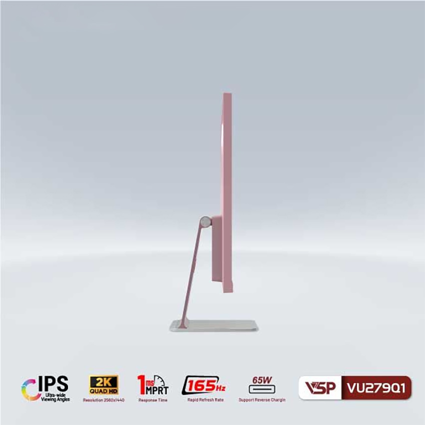 Monitor VSP VU279Q1 (27 inch/QHD/IPS/165Hz/1ms/USB-C 65W/Pink)
