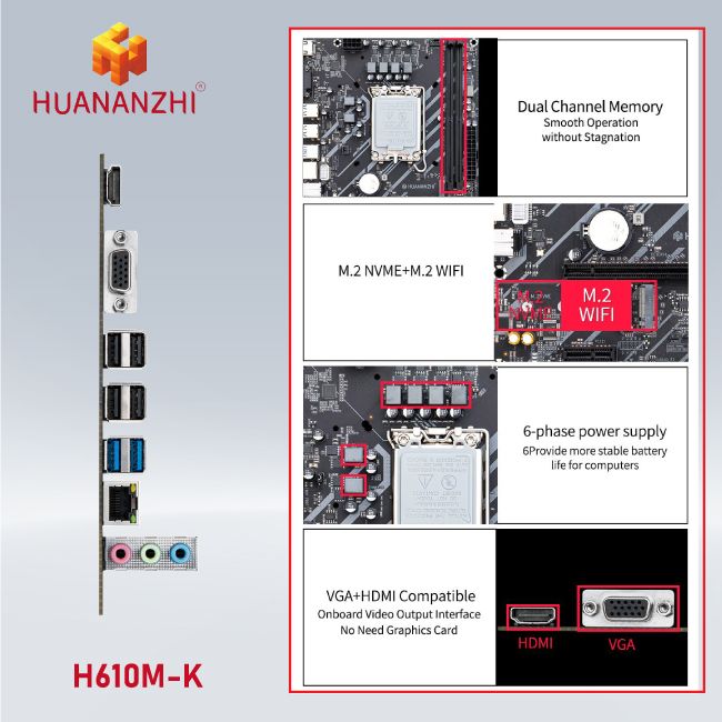 Bo mạch chủ Huananzhi H610M-K