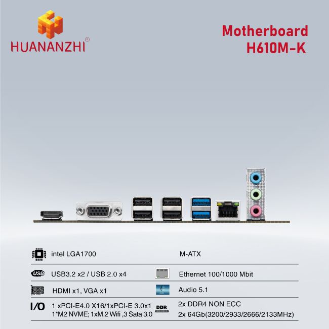 Bo mạch chủ Huananzhi H610M-K
