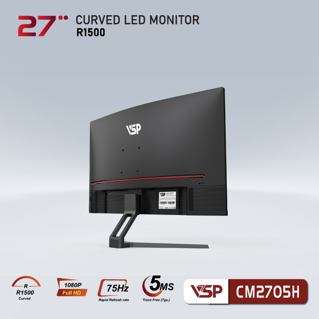 Màn Hình Cong VSP CM2705H 27inch/ FHD/ 75Hz/ HDMI/ VGA/ Loa