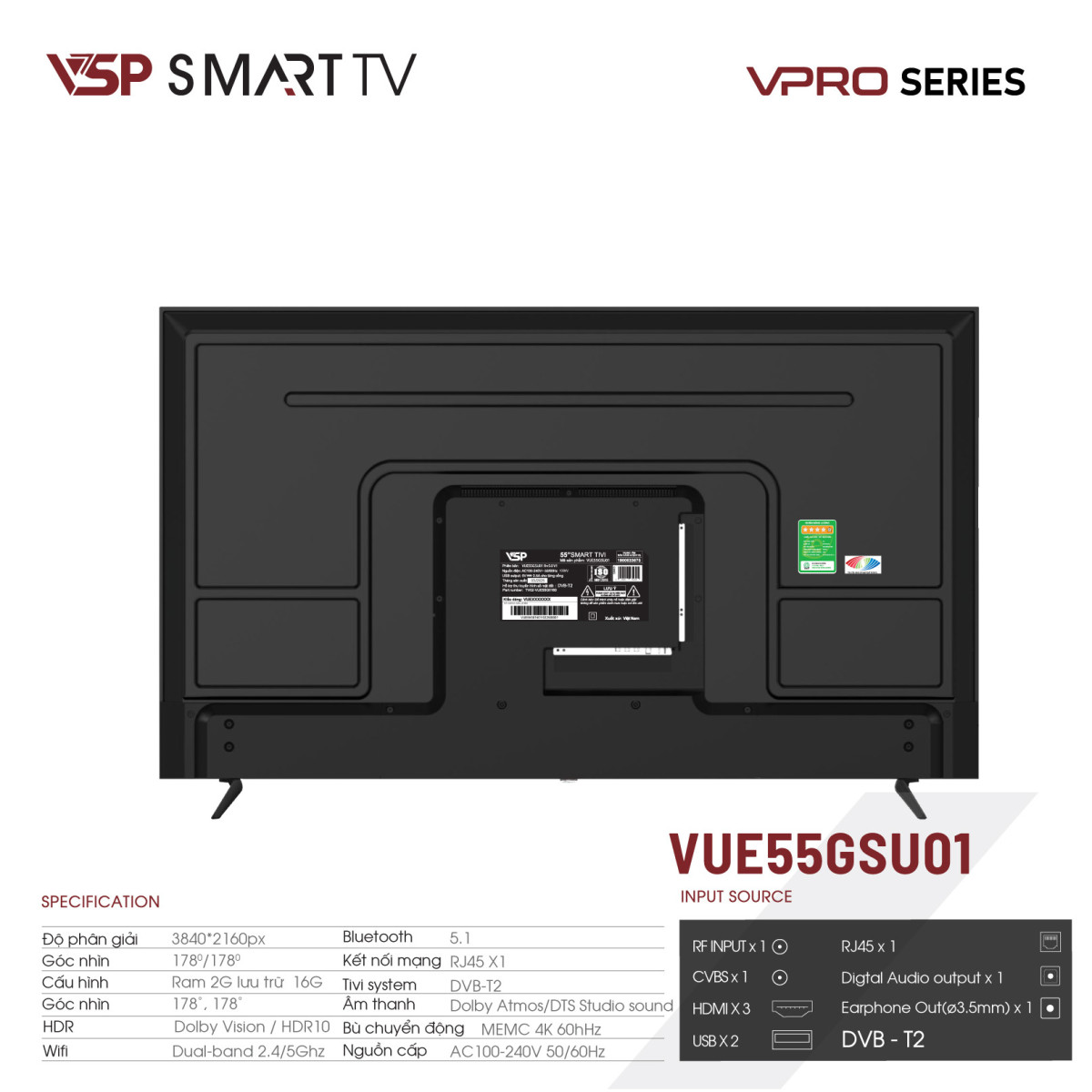 Smart Tivi VSP 43inch VUE43GSU01 4K UHD