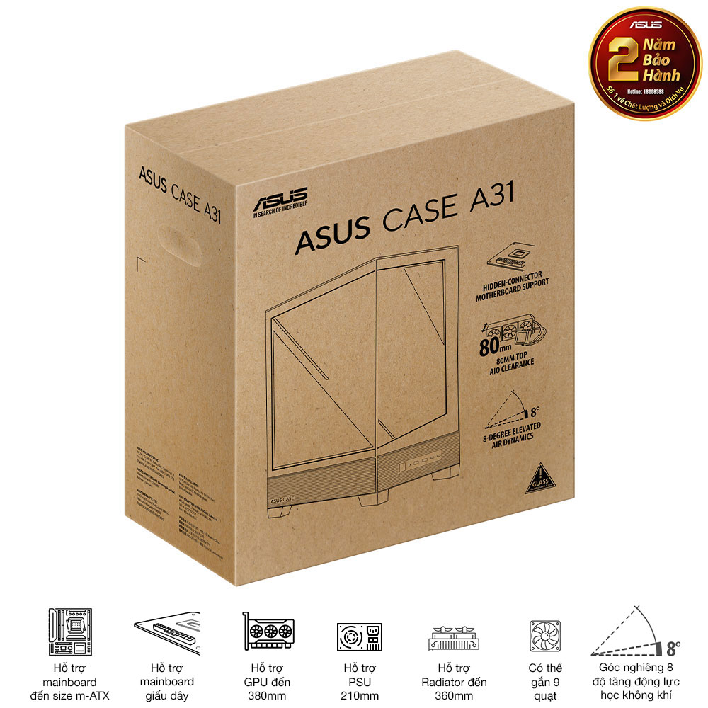 Vỏ máy tính Asus A31 TG BLACK (Mid Tower/ ATX/ Đen)