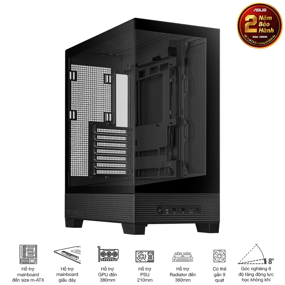 Vỏ máy tính Asus A31 TG BLACK (Mid Tower/ ATX/ Đen)