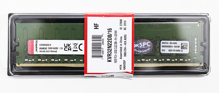 Bộ nhớ trong Kingston 16GB (1x16GB) DDR4 3200Mhz (KVR32N22D8/16) (Ram Thường)