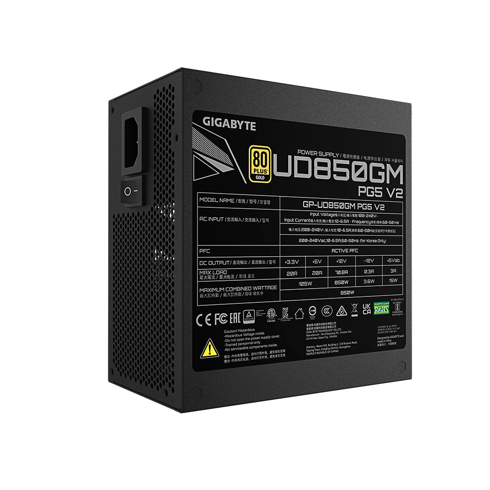 Nguồn Gigabyte GP-UD850GM PG5 V2 850W (80 PLUS Gold/ Full modular/Màu đen)