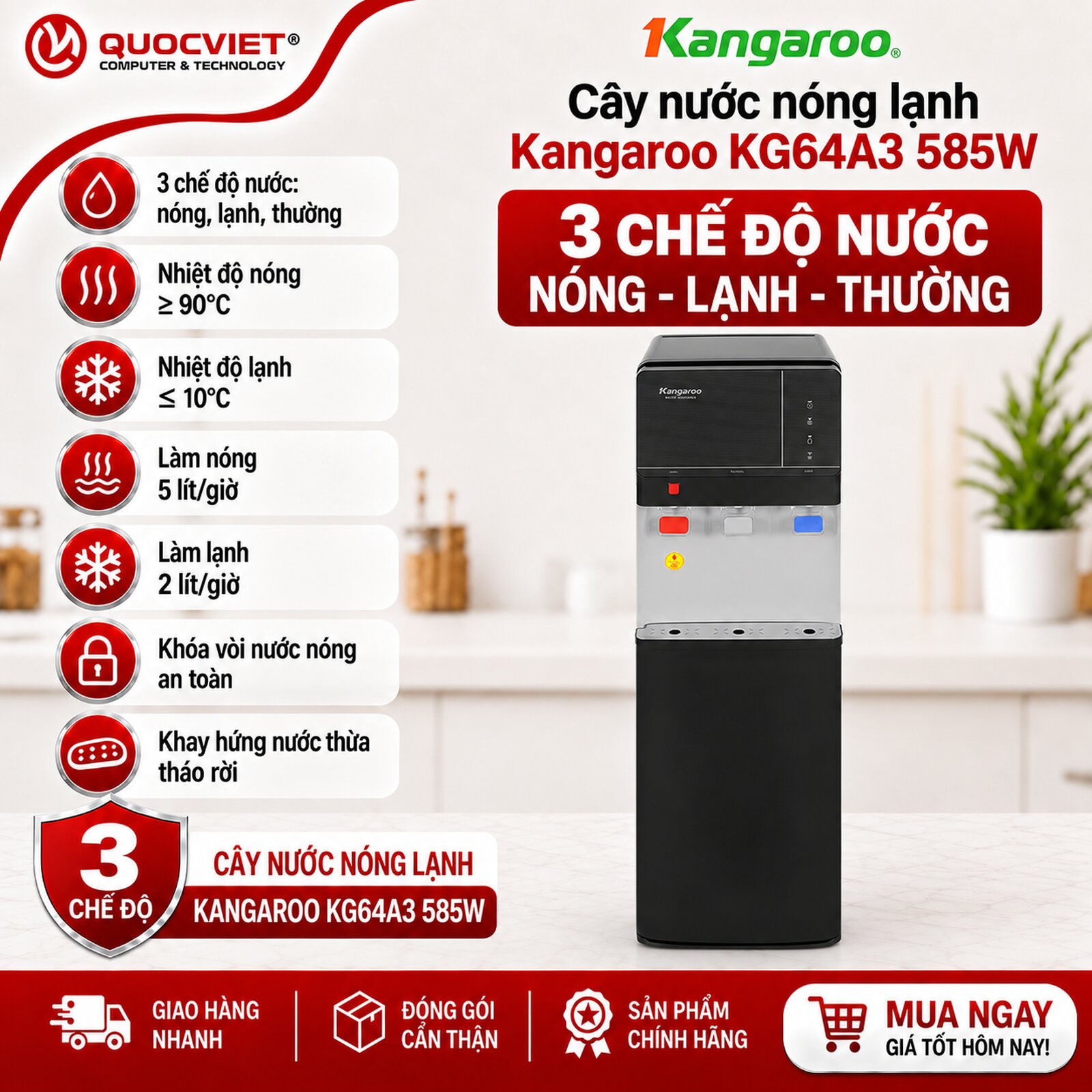 Cây nước nóng lạnh Kangaroo KG64A3