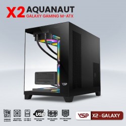 VỎ CASE VSP AQUANAUT PRO GAMING M-ATX X2 GALAXY  BLACK ( NO FAN) 