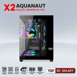 VỎ CASE VSP AQUANAUT PRO GAMING M-ATX X2 GALAXY  BLACK ( NO FAN) 