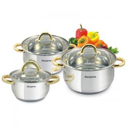 Bộ nồi Inox 3 cái, đáy từ, Size16-20-24 Kangaroo KG866