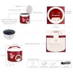 Nồi cơm điện cơ 1.8L nắp gài Kangaroo KG378