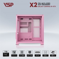 Vỏ Case VSP X2 AQUANAUT Galaxy Gaming Pink(M-ATX) ( NO FAN)