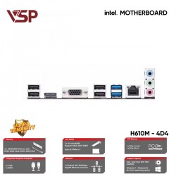 Bo mạch chủ VSP H610M-4D4 DDR4 Socket 1700 (VGA/HDMI)