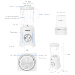 Máy xay sinh tố 2 cối Kangaroo KGBL2P2 - Công suất 700w